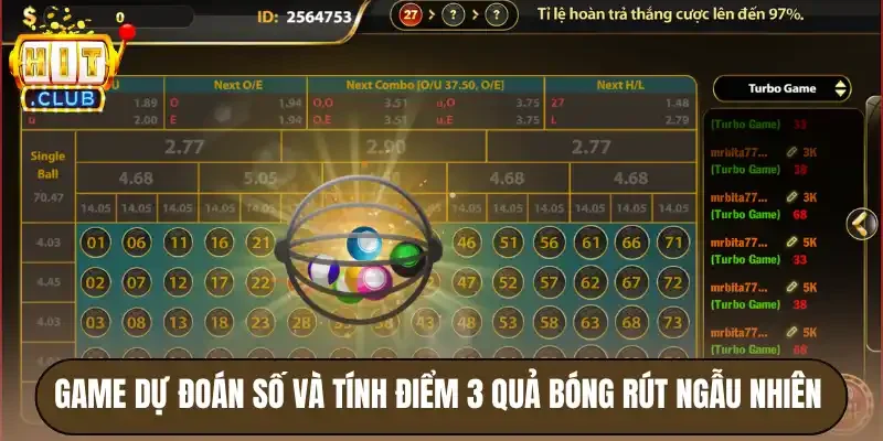 Game dự đoán số và tính điểm 3 quả bóng rút ngẫu nhiên