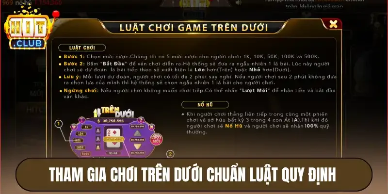 Tham gia chơi trên dưới chuẩn luật quy định
