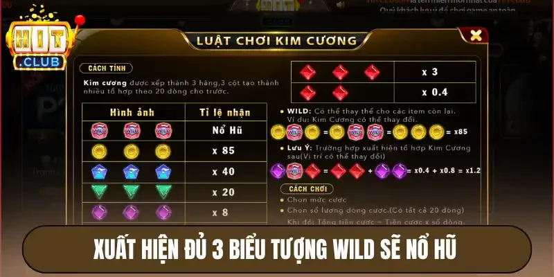 Xuất hiện đủ 3 biểu tượng wild sẽ nổ hũ